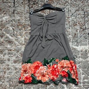 Striped Dress with Floral Hem